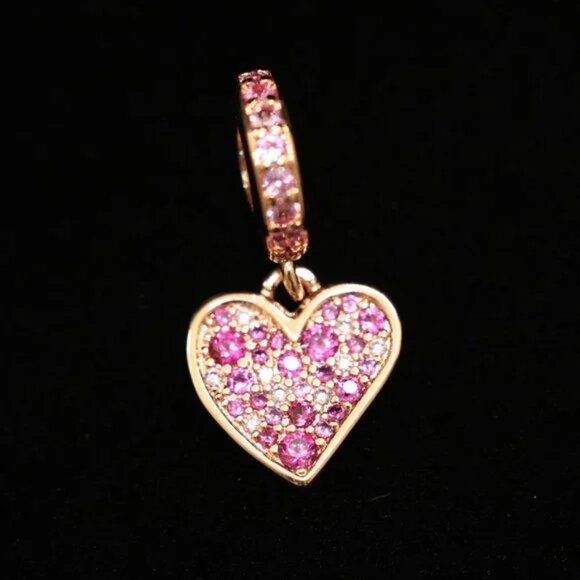 🌺Pandora Pink Crystal Heart Bracelet Charm - Picture 2 of 8
